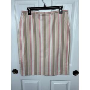 Gap Women's Pencil Skirt Size 8 Beige Pink Tan Stripes Lightweight Cotton